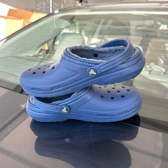 Crocs Classic Lined Clogs Big Kids Size J 5 Blue - Picture 9 of 14